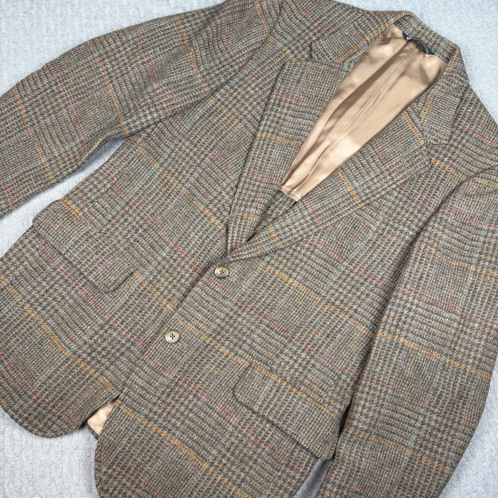 Beecroft & Bull Men's Brown Wool Tweed Plaid Blazer Large?